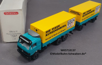 Wiking 5710137 H0, MB Actros Wechselpritschen Hängerzug, Kunzendorfer Berlin 2000, OVP