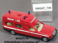Wiking 607/7 H0 MB Binz 2001 KTW Krankentransportwagen, Feuerwehr, EVP