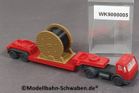 Wiking 90000005 N MB Schwerlastwagen Tieflader, rot, m. Kabeltrommel, EVP