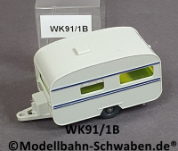 Wiking 91/1B H0 Wohnwagen Knaus, perlweiss, EVP