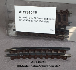 Arnold 1340 N Gleis, gebogen, R1=192mm, 15°, Brüniert