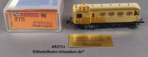 Arnold 2711 N Dampftriebwagen CidT (ex.DW8), ohne Antrieb/Elektrik, rollfähig, vergoldet, OVP