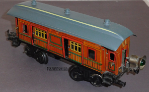Bing Spur 0, Blech Gepäckwagen, braun, Schlusslicht, Lüp 220