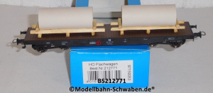 Bramos 212771 H0 Flachwagen SSms, beladen mit Betonrohren, DR, OVP