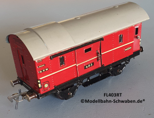 Fleischmann 403 Spur 0, Packwagen m. Schwenk- und Schiebetüren, Rot