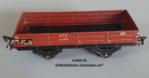 Fleischmann 450 Spur 0, Niederbordrwagen, rotbraun, Metall,