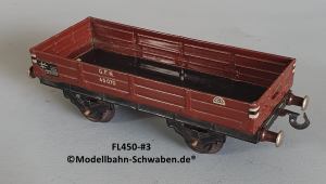 Fleischmann 450 Spur 0, Niederbordrwagen, rotbraun, Metall,
