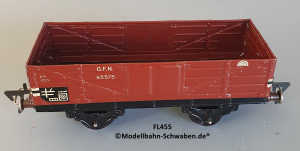 Fleischmann 455 Spur 0, Hochbordwagen, rotbraun, 2-achs, Metall, OVP