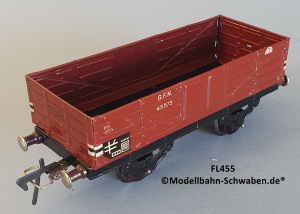 Fleischmann 455 Spur 0, Hochbordwagen, rotbraun, 2-achs, Metall, OVP