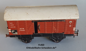 Fleischmann 460 Spur 0, Gedeckter Güterwagen, rotbraun, 2 Schiebetüren, Metall