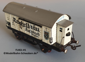 Fleischmann 481-#1 Spur 0, Kühl- / Bierwagen Reichelbräu Kulmbach, Metall, weiss