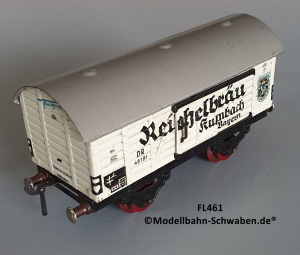 Fleischmann 461 Spur 0, Kühl- / Bierwagen Reichelbräu Kulmbach, Metall, weiss