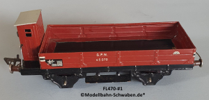 Fleischmann 470 Spur 0, Niederbordwagen m. BrH., rotbraun, Metall,