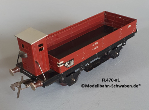 Fleischmann 470 Spur 0, Niederbordwagen m. BrH., rotbraun, Metall,