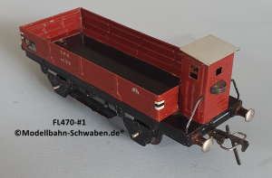Fleischmann 470 Spur 0, Niederbordwagen m. BrH., rotbraun, Metall,