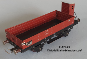 Fleischmann 470 Spur 0, Niederbordwagen m. BrH., rotbraun, Metall,