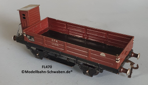 Fleischmann 470 Spur 0, Niederbordwagen m. BrH., rotbraun, Metall,