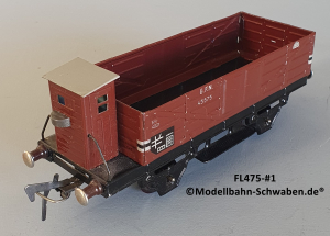 Fleischmann 475 Spur 0, Hochbordwagen m.BrH., rotbraun, 2-achs, Metall