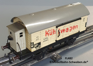 Fleischmann 482 Spur 0, Kühlwagen m. Bremserhaus weiß, Metall, OVP