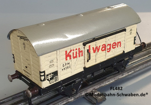 Fleischmann 482 Spur 0, Kühlwagen m. Bremserhaus weiß, Metall, OVP