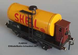 Fleischmann 485 SH Spur 0, Kesselwagen SHELL, 2-achs, Metall, Bremserhaus