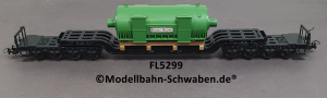 Fleischmann 5299 H0 Tiefladewagen mit Generator BBC Brown Boveri, DB, OVP