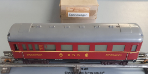 Fleischmann 411J Spur 0, Speisewagen 4-achsig, DSG, rot, Innenbeleuchtung