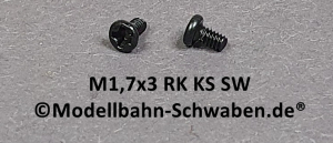 M1,7x3 mm Schraube Rundkopf Kreuzschlitz schwarz