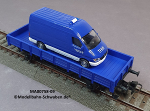 Märklin 00758-09 H0 Flachwagen THW bel. m. MB Sprinter, DB, OVP