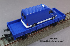 Märklin 00758-09 H0 Flachwagen THW bel. m. MB Sprinter, DB, OVP
