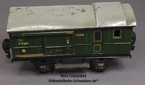 Märklin 17260 Spur 0, Blech Gepäckwagen, grün, 165 mm