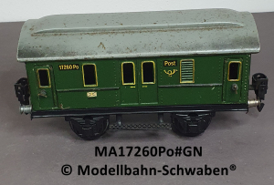 Märklin 17260Po Spur 0, Blech Postwagen, grün, 165 mm