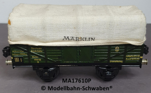 Märklin 17610P Spur 0, Blech, Offener Güterwagen mit Plane, grün, DR, Länge 165 mm