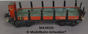 Märklin 1852 Spur 0, Blech Rungenwagen, Brhs., 4-Achs, rotbraun, 245 mm, Rungen mit Spannringen