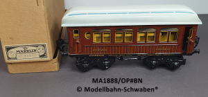 Märklin 1888/OP Spur 0, Blech Schlafwagen MITROPA. 4-achsig, braun, Inneneinrichtung, OVP