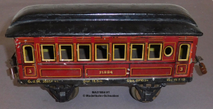 Märklin 31884 Spur 0, Blech Personenwagen 3. Klasse, braun, Innenbeleuchtung, Bauzeit vor 1929