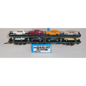 Märklin 4074 H0 Autotransportwagen beladen, DB, OVP