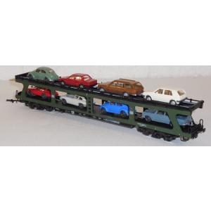 Märklin 4074 H0 Autotransportwagen beladen, DB, OVP