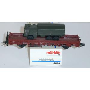 Märklin 4694 H0 Rungenwagen beladen mit einem 7t LKW, DB, OVP