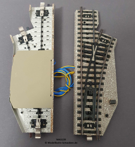 Märklin 5139 H0 M-Gleis Weiche, Rechts, Weichenbogen, 22°30, Elektrisch