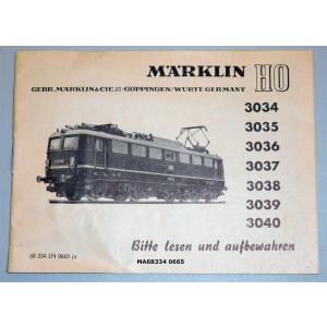 Märklin 68334 H0 Gebrauchsanleitung für E-Lok 3034-3040 Ausgabe 06/65