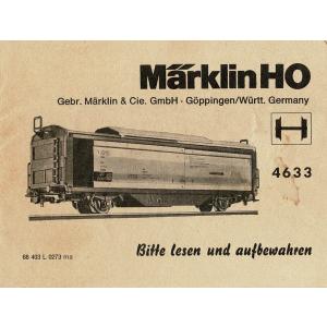 Märklin 68403 H0 Gebrauchsanleitung für Schiebedach- / Schiebewandwagen 4633 Ausgabe 02/73