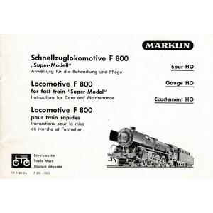 Märklin F800 H0 Gebrauchsanleitung Schnellzuglokomotive F800 Ausgabe 11/53