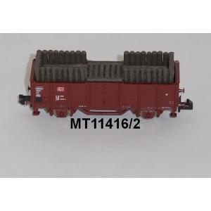 Minitrix 11416/2 N Offener Güterwagen, E035, mit Grubenholz, DB