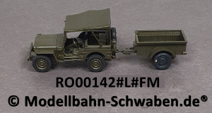 Roco Minitank 190 H0 Willys Jeep mit Verdeck und Anhänger, Fertigmodell