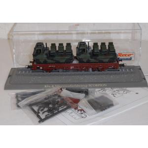 Roco Minitank 884 H0 Rungenwagen bel. mit 2 Scorpion Minenwerfern, BW, DB, OVP