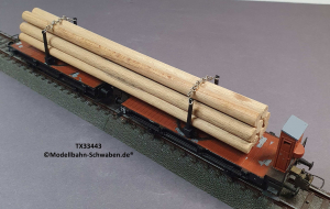 Trix Express 33443 H0 Langholz- / Drehschemelwagen m.Brh. und Holzladung, DB