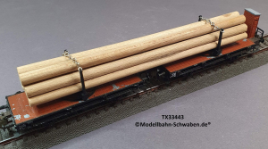 Trix Express 33443 H0 Langholz- / Drehschemelwagen m.Brh. und Holzladung, DB