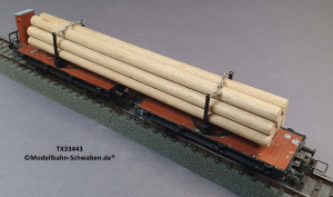 Trix Express 33443 H0 Langholz- / Drehschemelwagen m.Brh. und Holzladung, DB