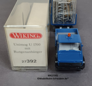 Wiking 27392 H0 MB Unimog U1700 m. Rungenanhänger u. Ladung